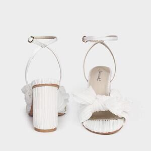 Muccute Pleated Bow Block Heel Sandals